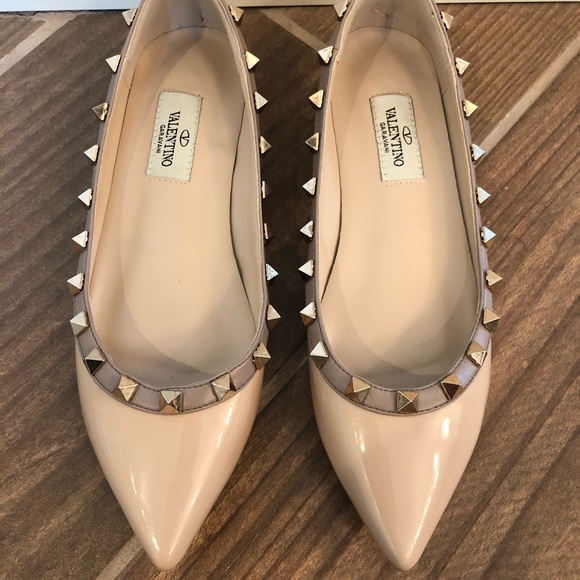 Valentino Nude Rockstud Patent Ballet Flats 34 4 - Picture 3 of 8
